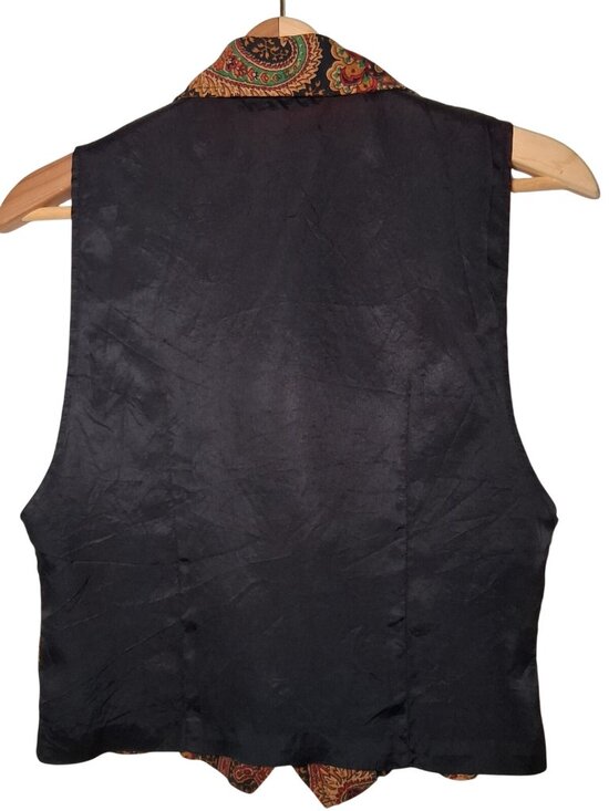 Vintage 90s David Benjamin Vest Women Small Paisley Double Breasted Gold Button - Picture 5 of 9